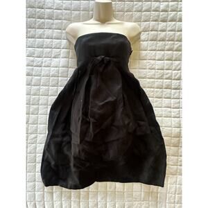 Ovate Dress Womens Medium Black Strapless Mini Tie Front Minimalist Quiet Luxury